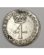 1689 four pence Great Britain 4d S3439 stop before G EF45