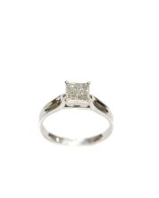 14 Karat White Gold Engagement Style Diamond Ring 0.50 Carat