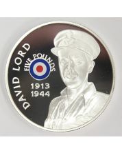 2008 St Helena & Ascension £5 coin .925 silver RAF DAVID LORD 