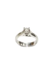 Hearts & Arrows Diamond ring 0.47ct F VS2 Ideal cut 19K white gold 