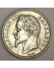 1868A France 2 Francs silver coin KM807.1 AU58