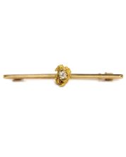 British placer Gold Nugget & Diamond on 1.75 inch 15ct bar pin 