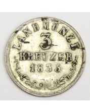 1835K German States Saxe Meiningen 3 Kreuzer silver coin VF30