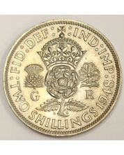 1948 Great Britain 2 Shillings coin Choice AU58