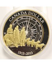 2013 CANADA $1 Silver Dollar - celebrates the arctic expedition Gold Plated