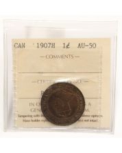 1907H Canada Large Cent ICCS AU50