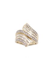 1.14ct Diamond ring 98x round brilliant & tapered Baguette Diamonds