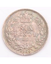 1886 Great Britain silver Sixpence Choice almost Uncirculated 