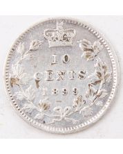 1899 Canada 10 cents Large 9s VF+ details cleaned