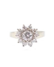 0.79ct Diamond ring classic design 18k white gold 