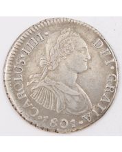 1801 Peru 2 Reales silver coin LIMA IJ KM#95 nice EF+