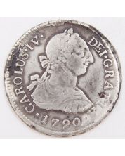 1790 Peru 2 Reales silver coin Lima IJ KM#85.2 circulated