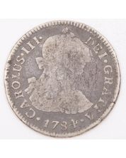 1784 Peru 2 Reales silver coin Lima MI KM#76 circulated