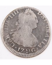 1796 Bolivia 2 Reales silver coin Potosi PP KM#71 circulated