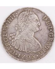 1795 Peru 8 Reales silver coin IJ Lima KM#97 EF/AU