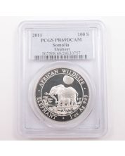 2011 PCGS PR69DCAM Somalia Elephant 1 oz Fine Silver coin