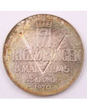 1975 Norway 25 kroner silver coin Liberation 12th May 1945