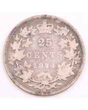 1874H Canada 25 cents VG