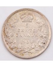 1904 Canada 5 cents AU small obverse scratch