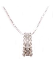 0.87ct tcw Diamonds 18K wg slide pendant 18K wg 16 inch chain 