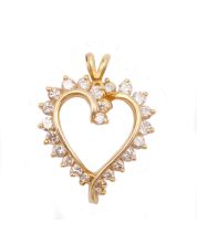 0.90ct tcw Diamonds 14K yellow gold Heart pendant 