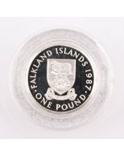 1987 Falkland Islands One Pound Piedfort silver coin 