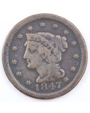 1847 Braided Hair Large Cent circulated