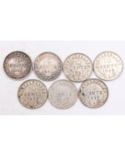 7x Newfoundland 10 Cents  3x 1941  2x 1942  2x 1943  EF or better 7-coins 