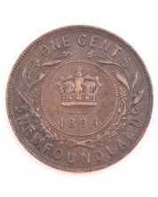 1894 Newfoundland Large Cent VF+