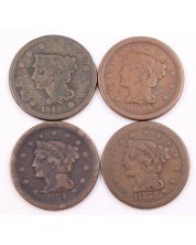 1842 1851 and 2x1854 Braided Hair Large Cents 