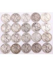 20x Walking Liberty Half Dollars 4x17 3x17rs 3x18s 19 19d 4x20 4x20s 