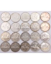 20x Canada silver dollars 7x1954  8x1955  5x1956  20-coins EF to AU+