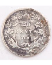 1891 Canada 25 cents G/VG cleaned