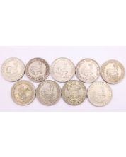 South Africa 5 Shillings 1947 48 49 50 51 52 57 60 64 9-silver coins circulated