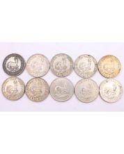 South Africa 5 Shillings type silver coins 1948 6x1957 3x64 10-coins circulated 