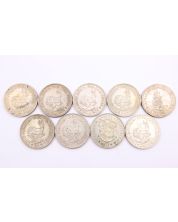 South Africa 5 Shillings 1947 48 49 51 52 56 57 60 64 9-silver coins circulated