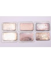 6x National Refiners & Assayers Commercial Bars 1 Troy oz .999 Silver