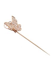 14K Gold Lapel Pin Butterfly in flight 0.56ct tcw Diamonds G/H VS/I 