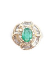 1.12ct Emerald & 0.89 tcw Diamonds 14K yg ring