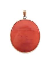 Carnelian 14K yg Pendant Lively brown orange 18.5 grams 