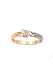 Trussardi 18K White and Yellow Gold Diamond Ring Italy