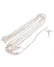 Silver Rosary Length-44 inches 2.75 x 2 inch cross 174 x .25 inch beads 