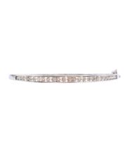 1.08ct Diamonds 10K white gold hinged bracelet 