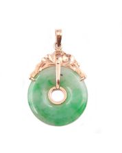 Pi disk Burmese Jade 14k rose gold pendant $1,000.00