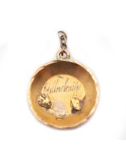 Gold pan gold nugget pendant engraved Yellowknife & 10k DIMENT 