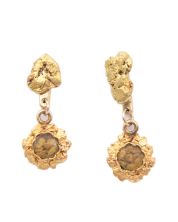 Gold nugget Earrings backs stamped 14K DAWSON  