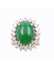 CONTOLI 18k yg ring Jadeite & Diamonds Size-6