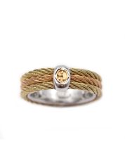 ALOR Classic 18K Yellow Gold Yellow Stainless Steel Cable Ring 