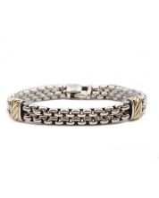 David Yurman Cable Classic Two-Row Chain Bracelet with 18 Karat Gold and Silver