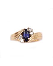 0.60 Sapphire and Diamond 14K yg ring 